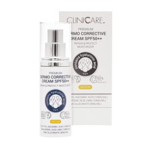 Clinicare koreguojamasis kremas SPF50++ su spalva (medium)