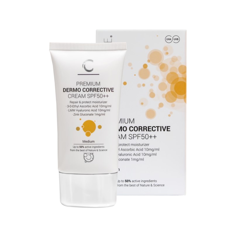 Clinicare koreguojamasis kremas SPF50++ su spalva (medium)
